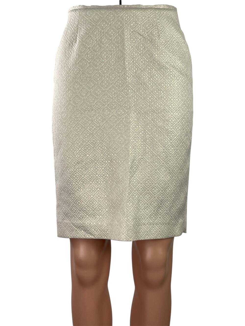 Lida Smolinski Womens Ivory White Textured Argyle High Waist Pencil Mini Skirt S